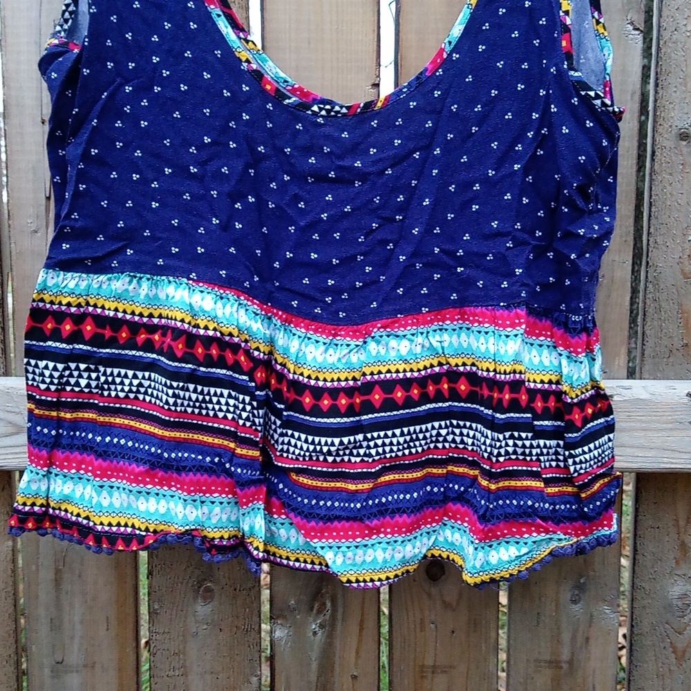 Empyre Boho Aztec Multi Color Flowy Tank Crop Top - image 3
